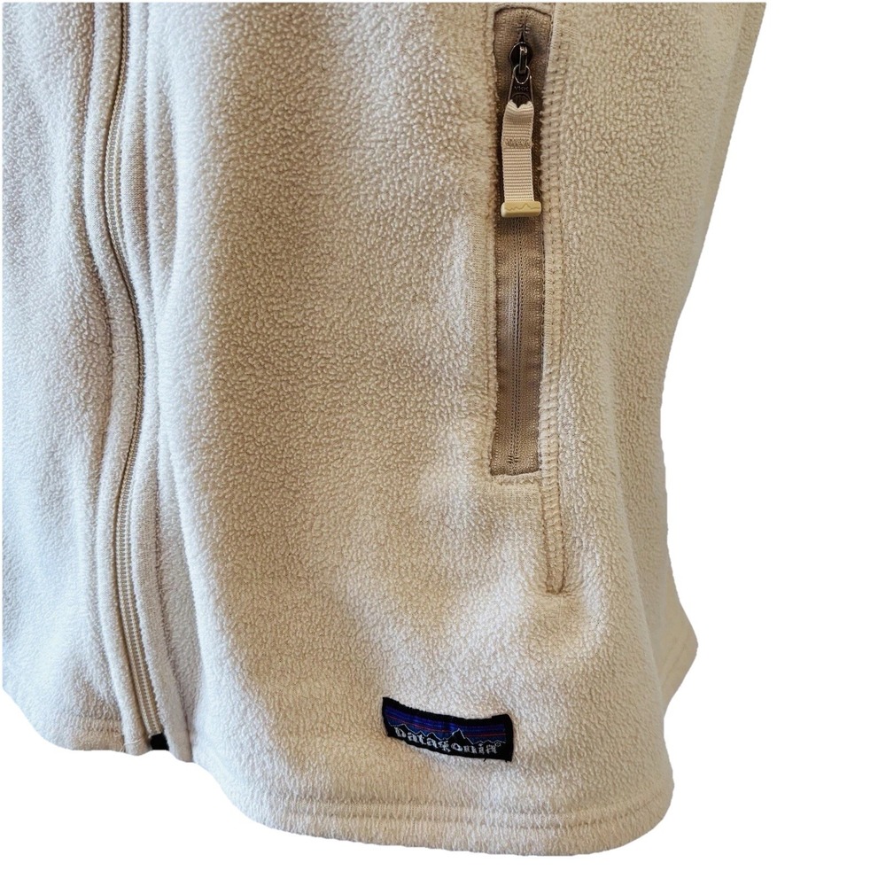Patagonia Synchilla Fleece Vest Cream Zip Front Soft Warm Outdoor  Size Large - Picture 8 of 11